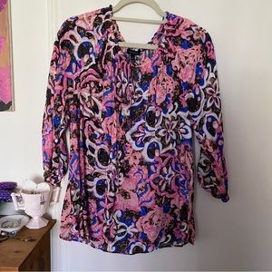 NWT Talbots Smocked-neck 2/4 Sleeve Pullover